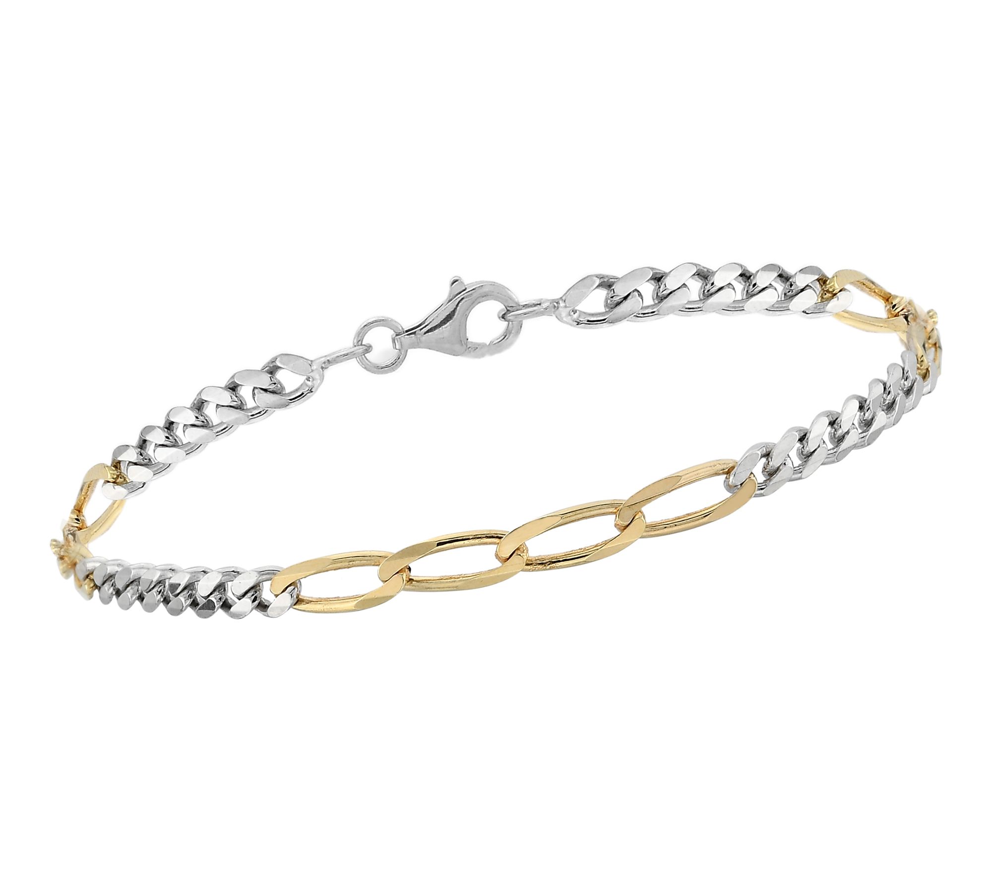 Silver Style Two-Tone Curb Link Bracelet, Sterling