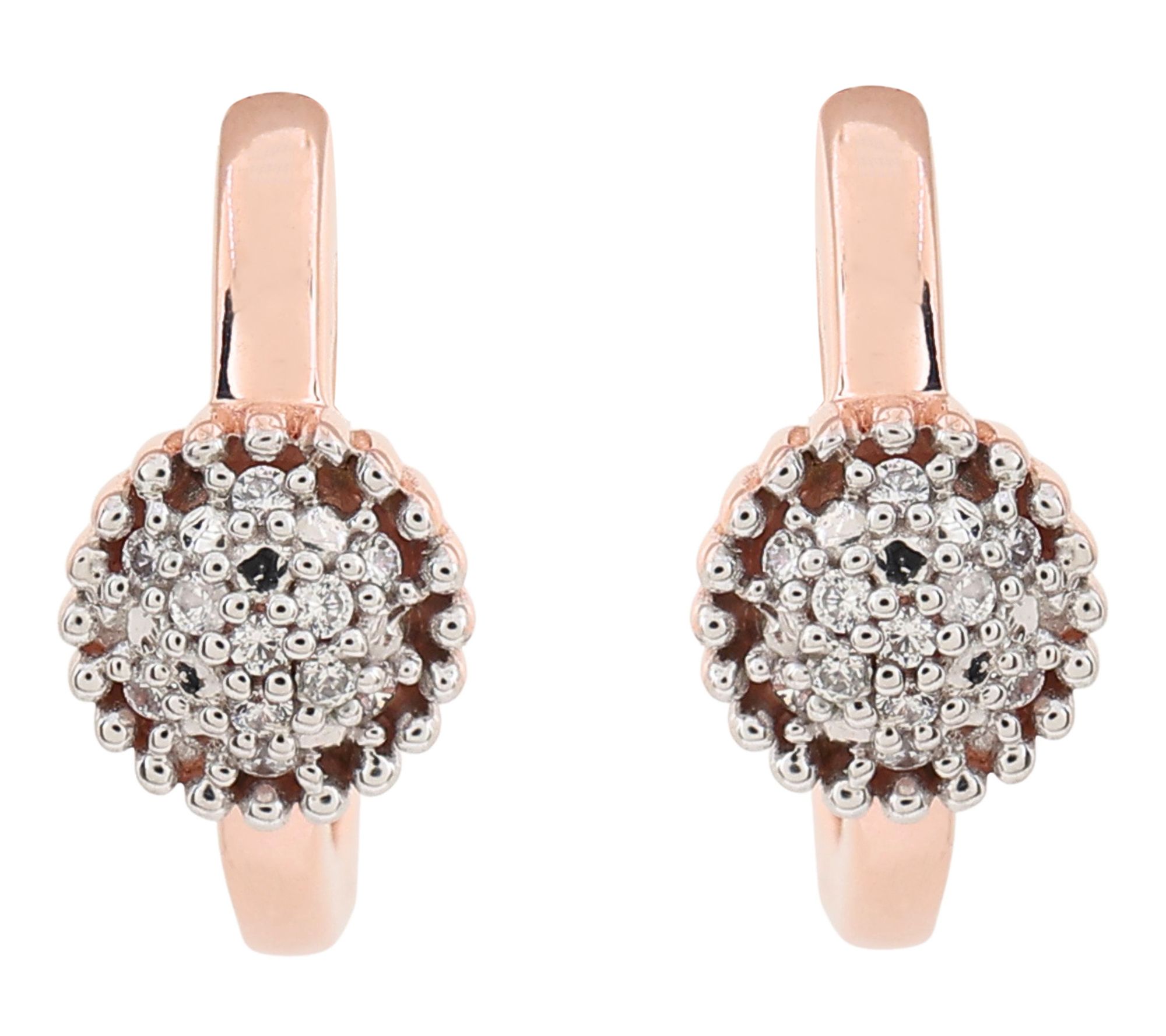 Diamonique Halo Hoop Earrings,14K Rose Gold Plated