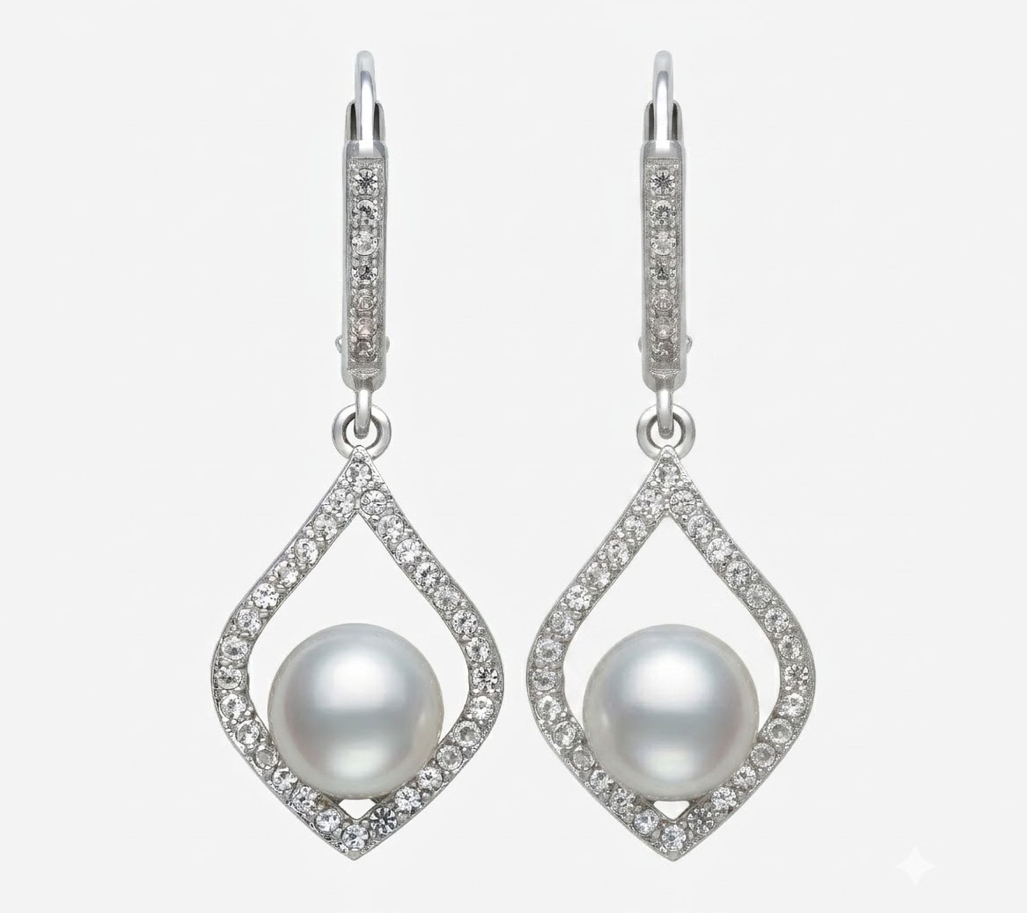 Amour De Pearl Cultured Pearl Open Drop Earrings, Sterling