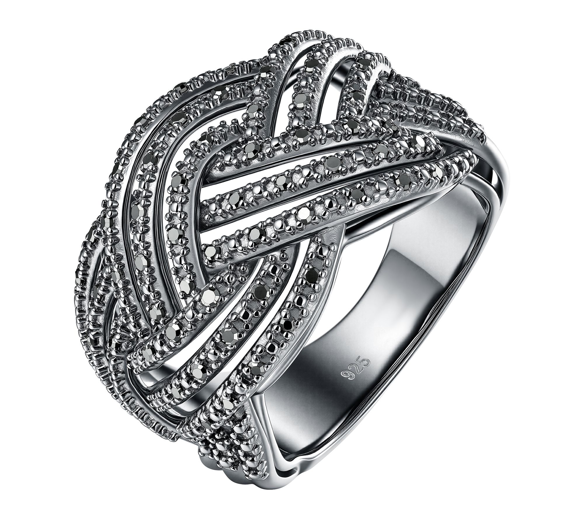 Affinity Diamond Pave Braided Cocktail Ring, Sterling Silver