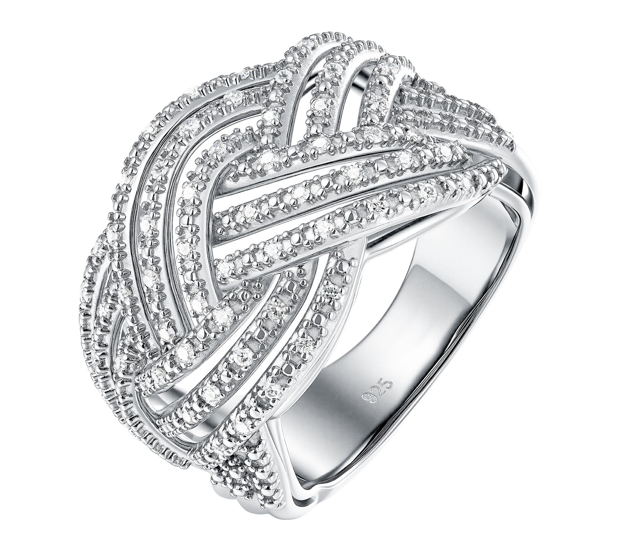 Affinity Diamond Pave Braided Cocktail Ring, Sterling Silver
