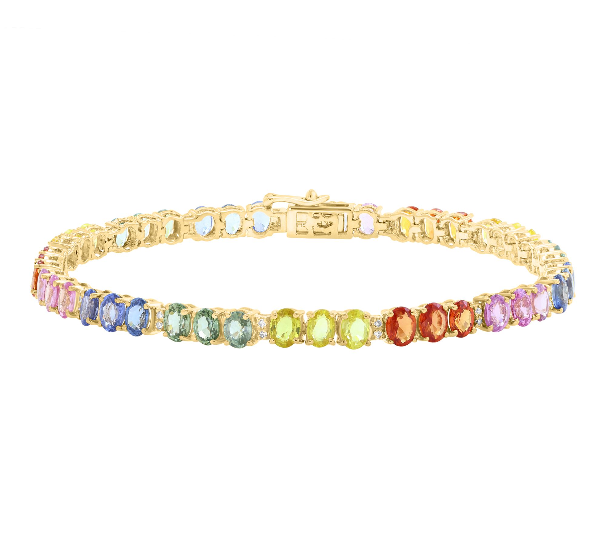 Effy Diamond & Multi-Sapphire Tennis Bracelet,14K Gold