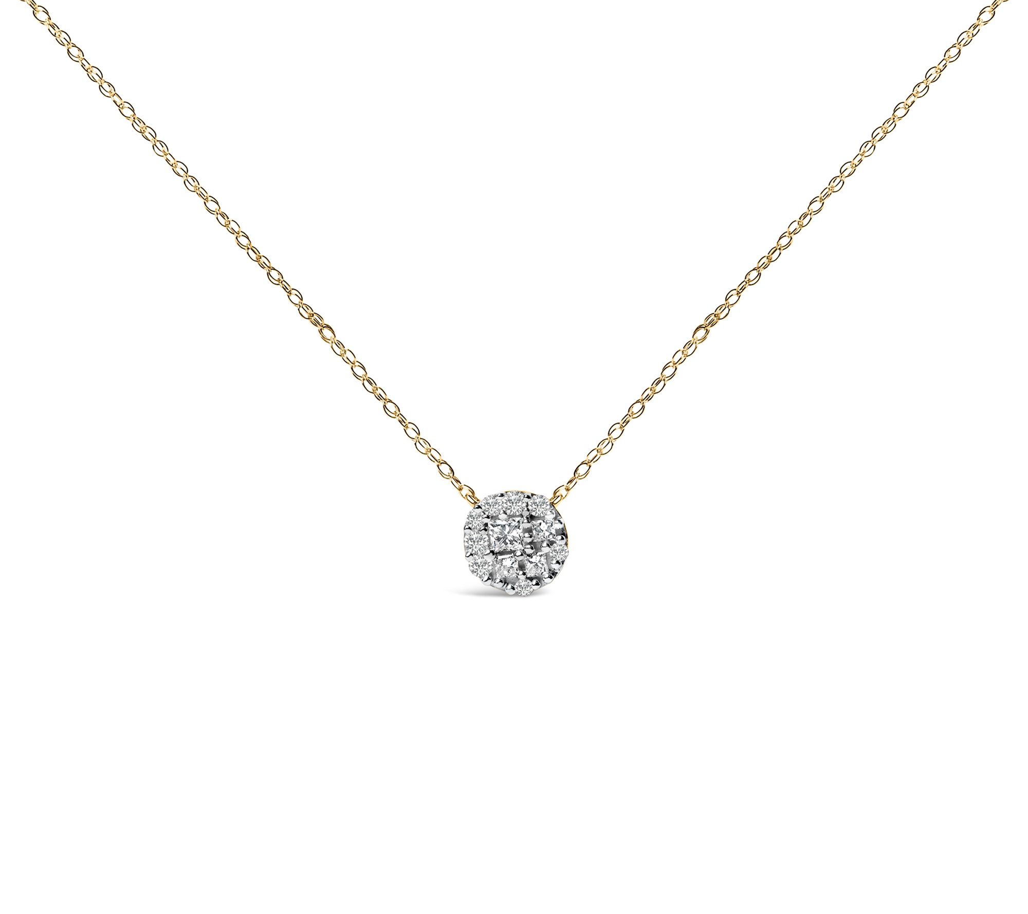 Haus of Brilliance Diamond Cluster Necklace, 14 K Gold Plated