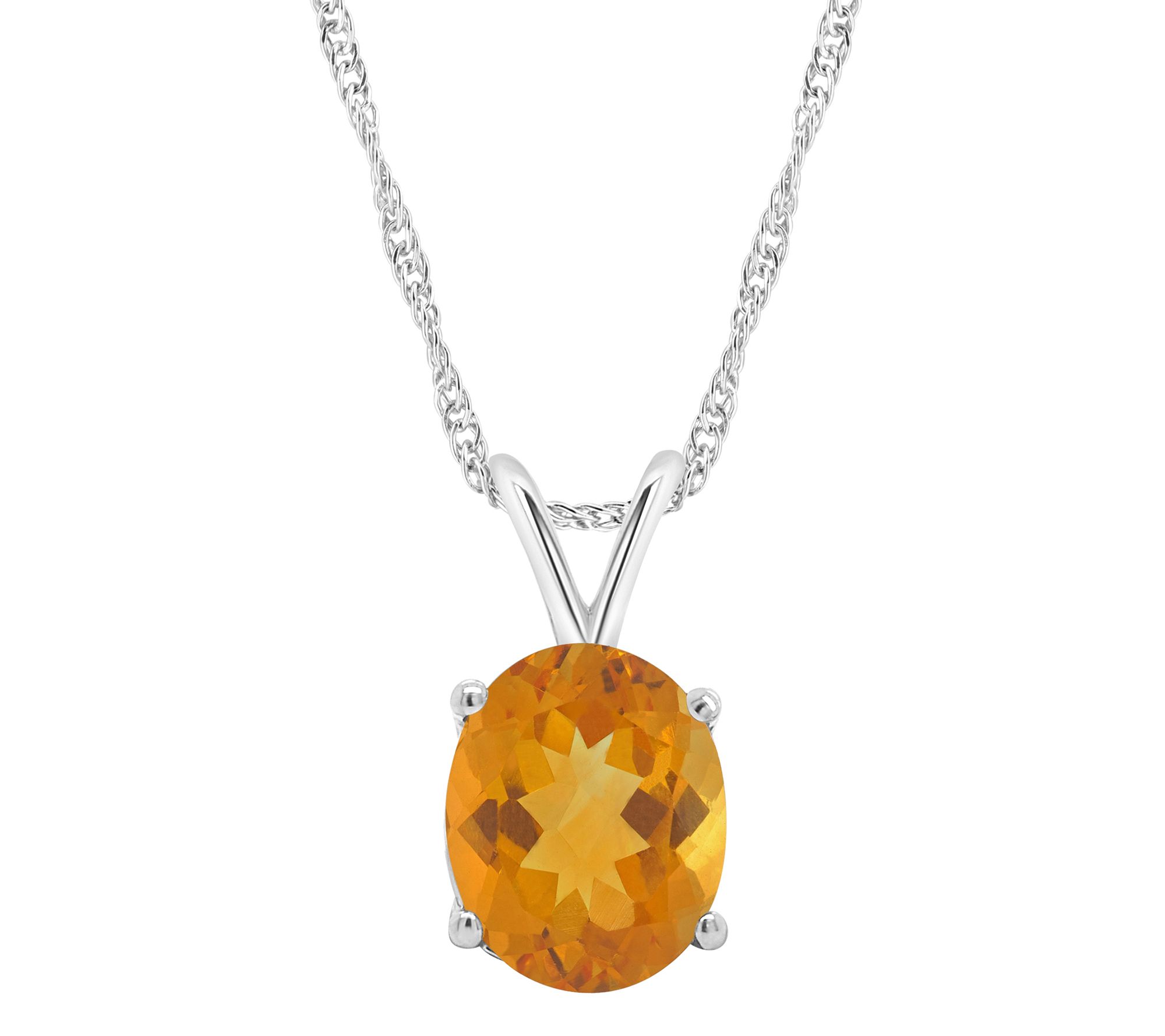 14K Gold Oval 2.20 cttw Citrine Pendant with Chain