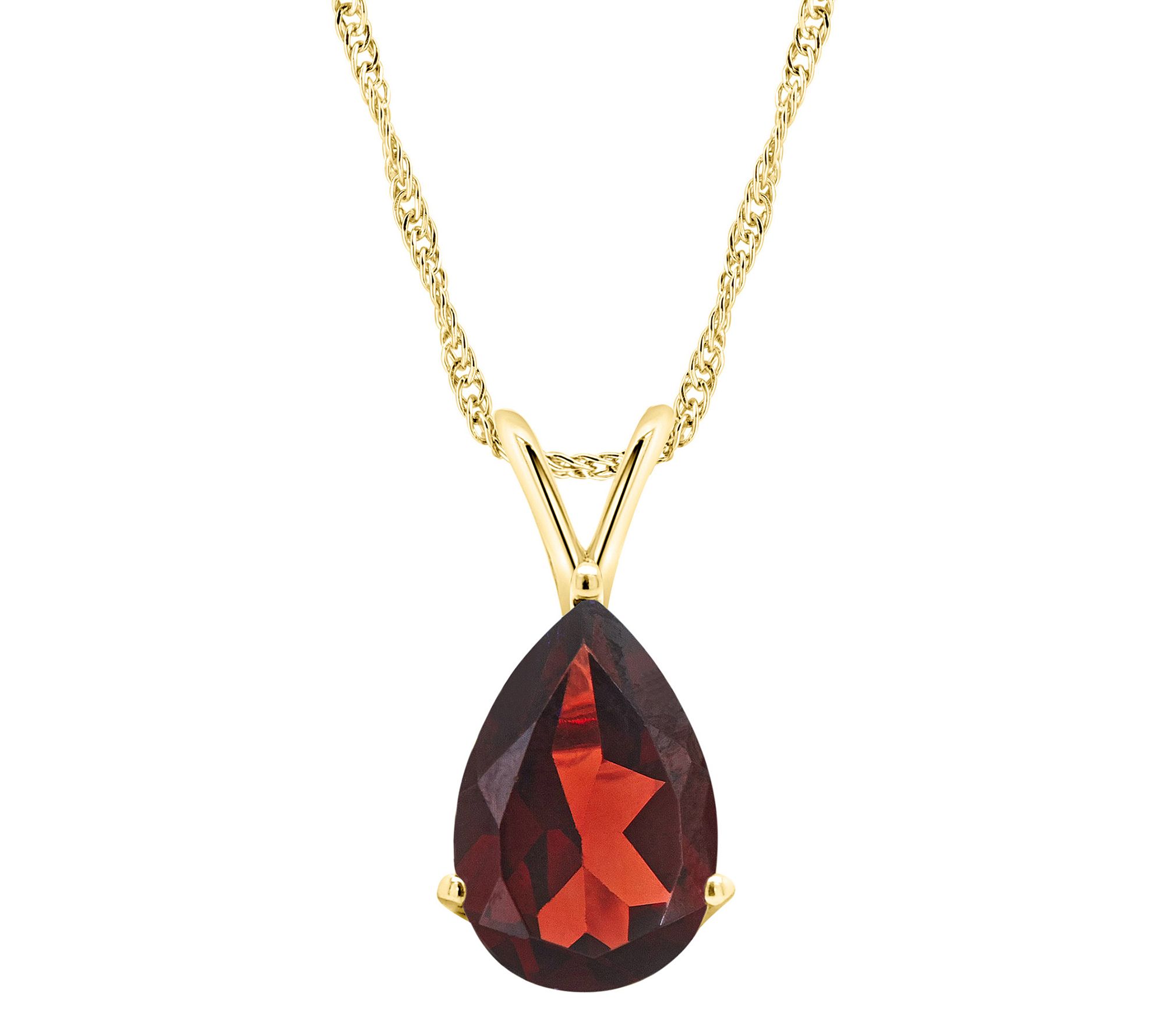 14K Gold Pear Shaped 3.00 cttw Garnet Pendant w/ Chain