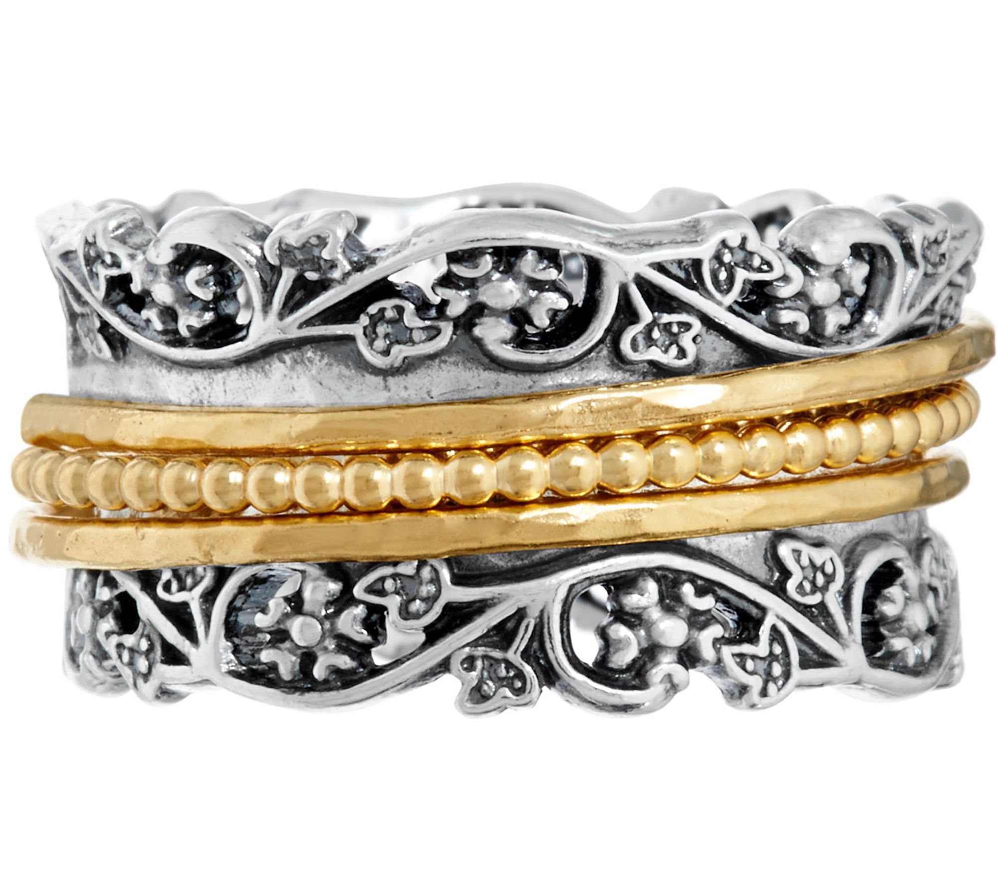 Or Paz Sterling Silver Flower Lace Spinner Ring - QVC.com