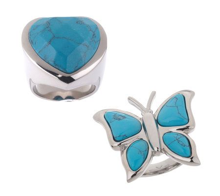 Steel by Design Choice of Blue Glass Rings Pendant w/Chain - QVC.com
