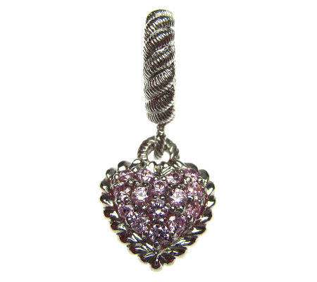 NEW Judith Ripka Sterling Silver Two Sided Pave/' Heart Charm Enhancer