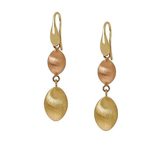 Arte d'Oro Two-tone Satin Bead Dangle Earrings,18K Gold