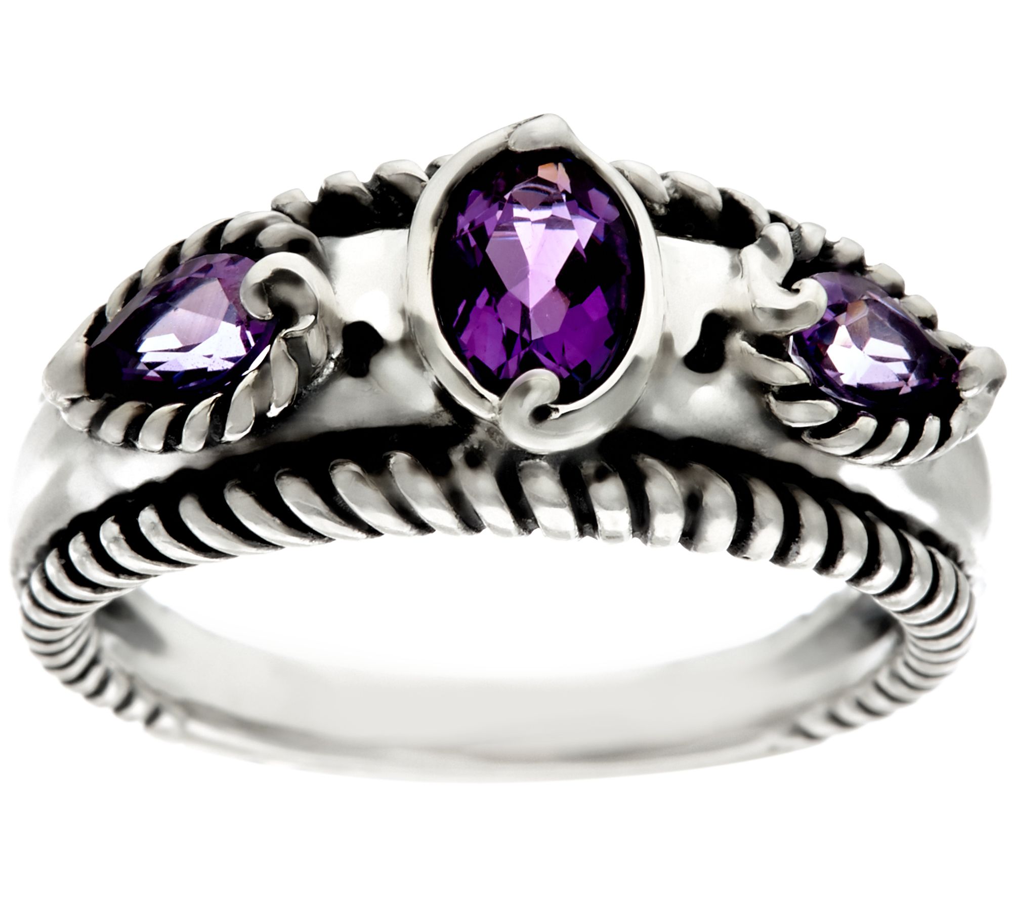 Carolyn Pollack Sterling Silver Gemstone Band Ring - Page 1 — QVC.com