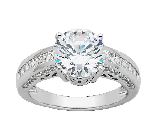 Diamonique Sterling 3.85cttw Round Solitaire Ring