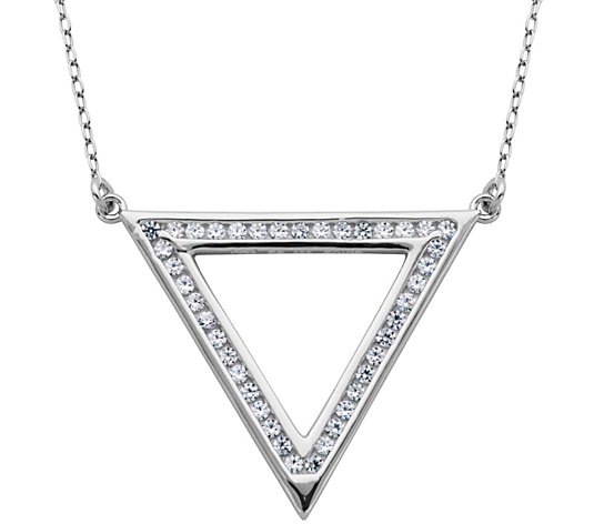 Diamonique 1/2 cttw Open Triangle 18" Necklace,Sterling