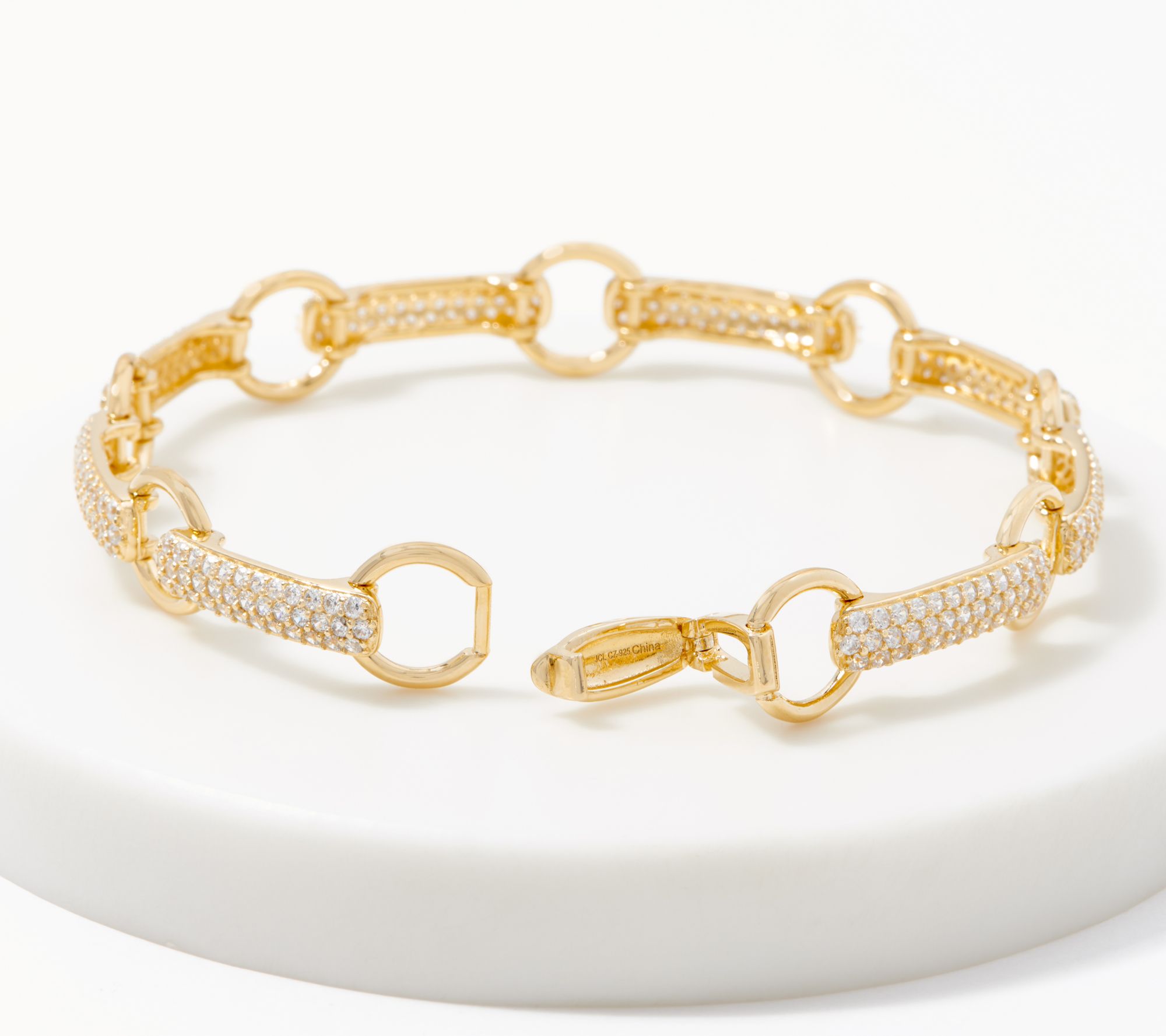 Diamonique Open Link Pave Tennis Bracelet Sterling Silver