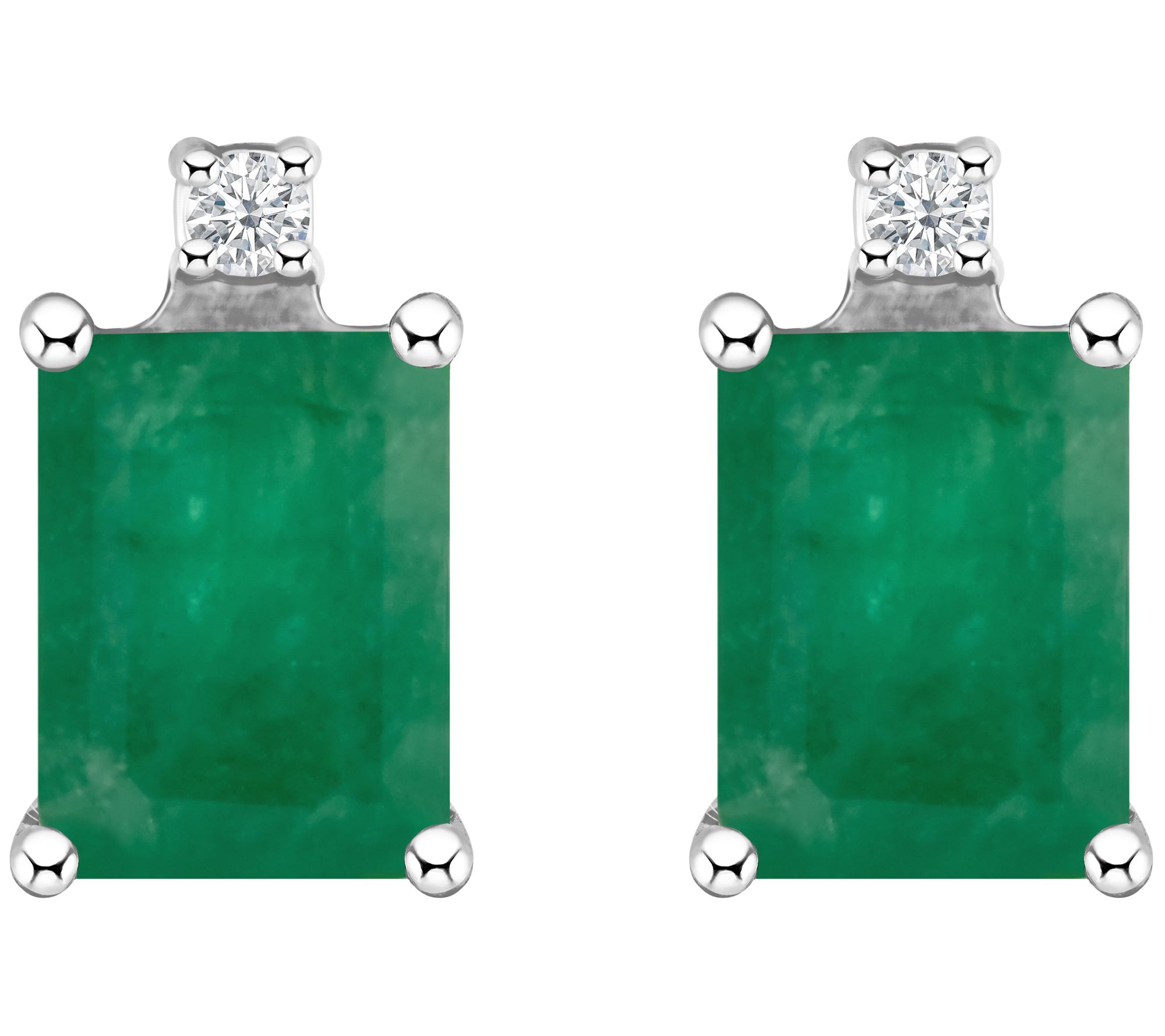 14K Gold 1.10 cttw Emerald Diamond Accent Earrings - QVC.com