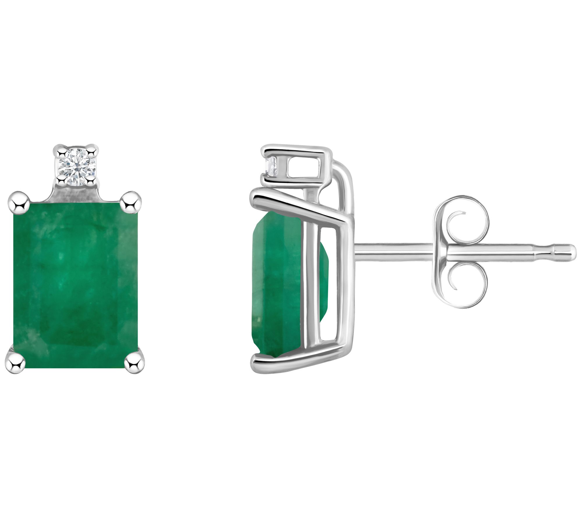 14K Gold 1.10 cttw Emerald Diamond Accent Earrings