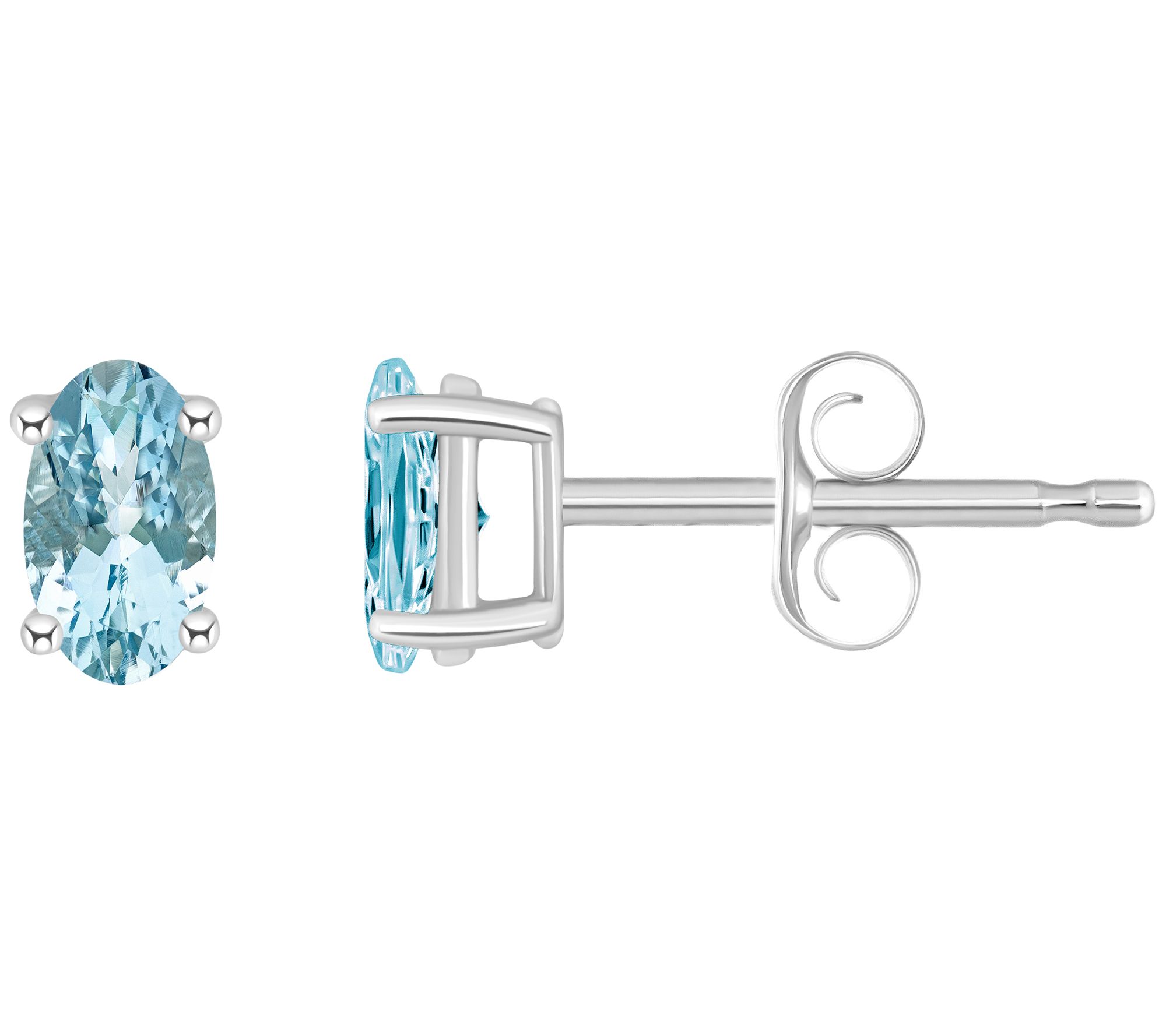 14K Gold Oval 0.40 cttw Aquamarine Stud Earring s