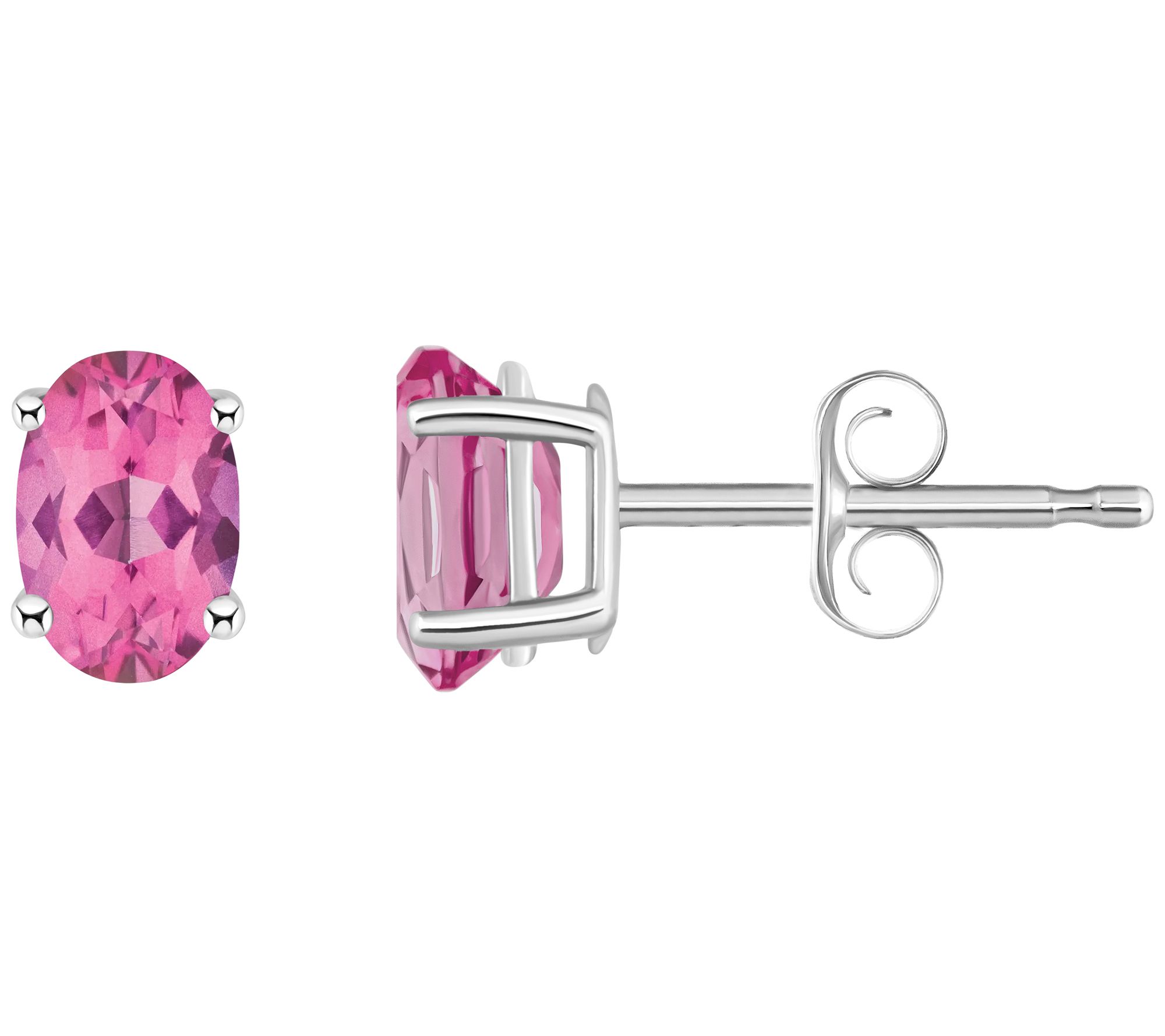 14K Gold Oval 1.10 cttw Pink Topaz Stud Earring s