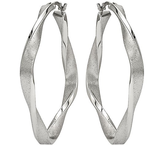 Sterling Satin & Polished Twisted Earrings by Silver Style
