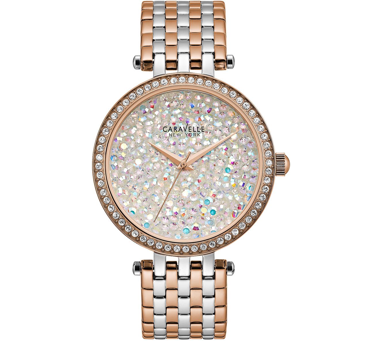 Caravelle New York Women's Two-Tone Crystal Watch — QVC.com