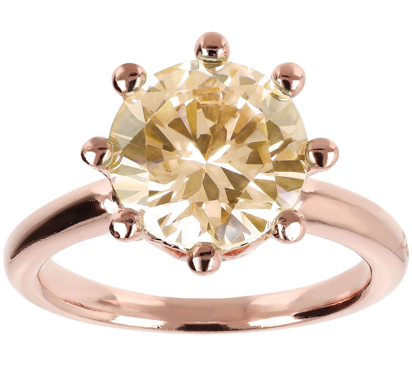 Bronzo Italia Polished Faceted Crystal Ring
