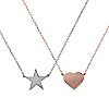 Bronzo Italia Heart & Star Motif Set of 2 Necklaces