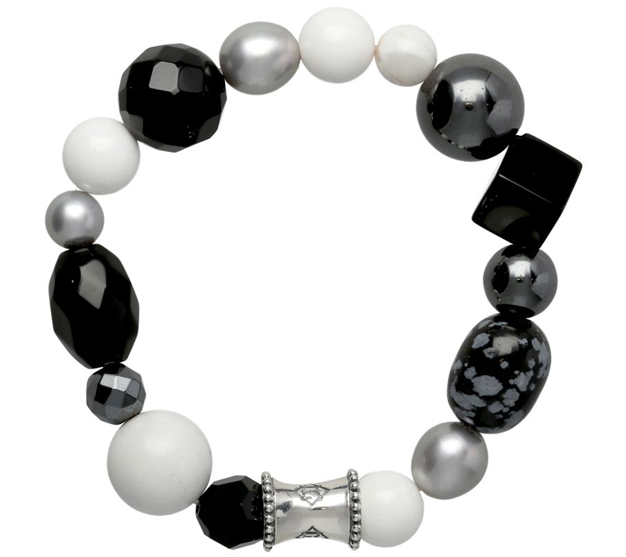 Elyse Ryan Sterling Black Gemstone "Wrist Rocks " Bracelet