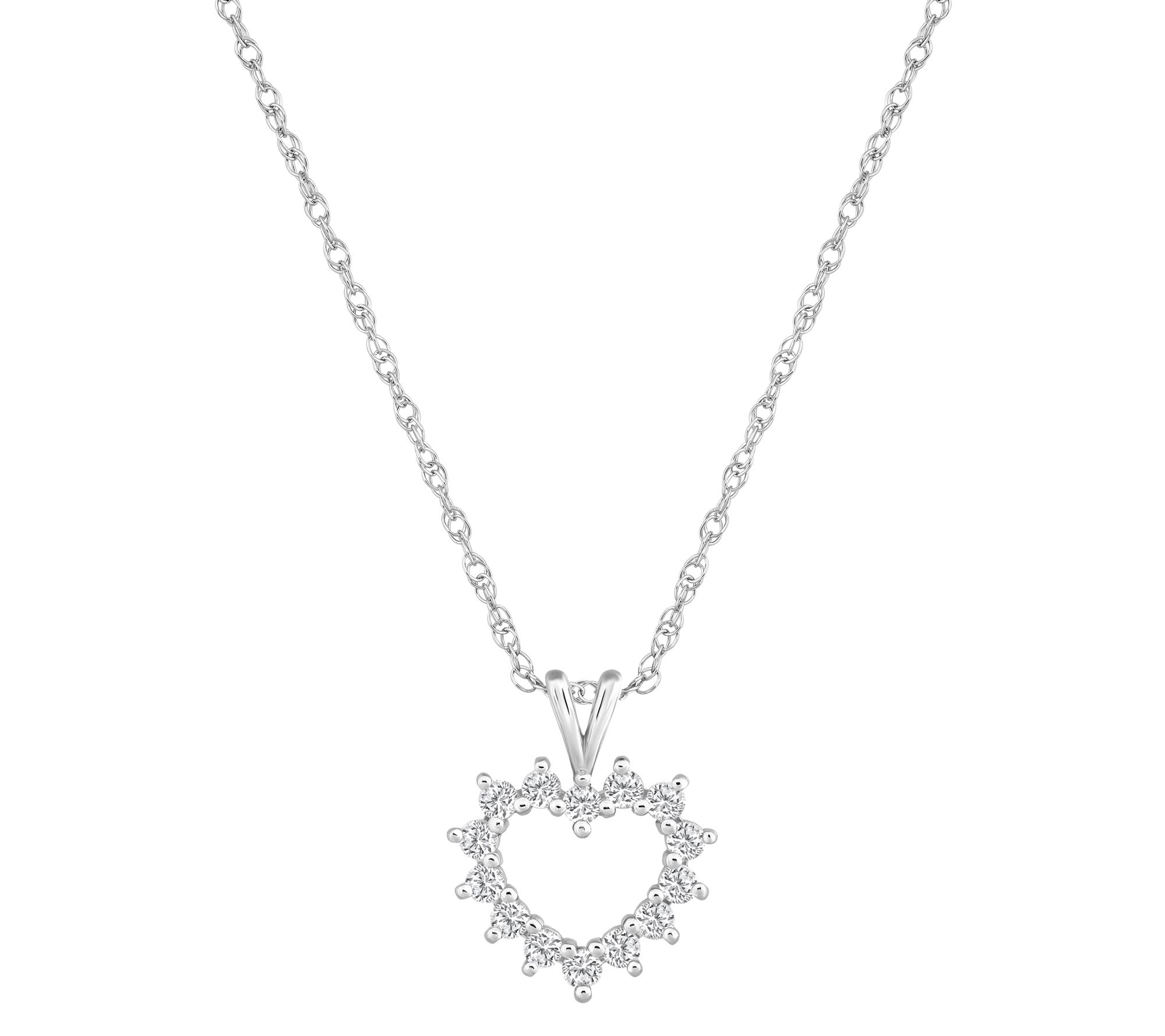 Affinity 0.25 cttw Diamond Heart Pendant w/ Cha in, 14K Gold