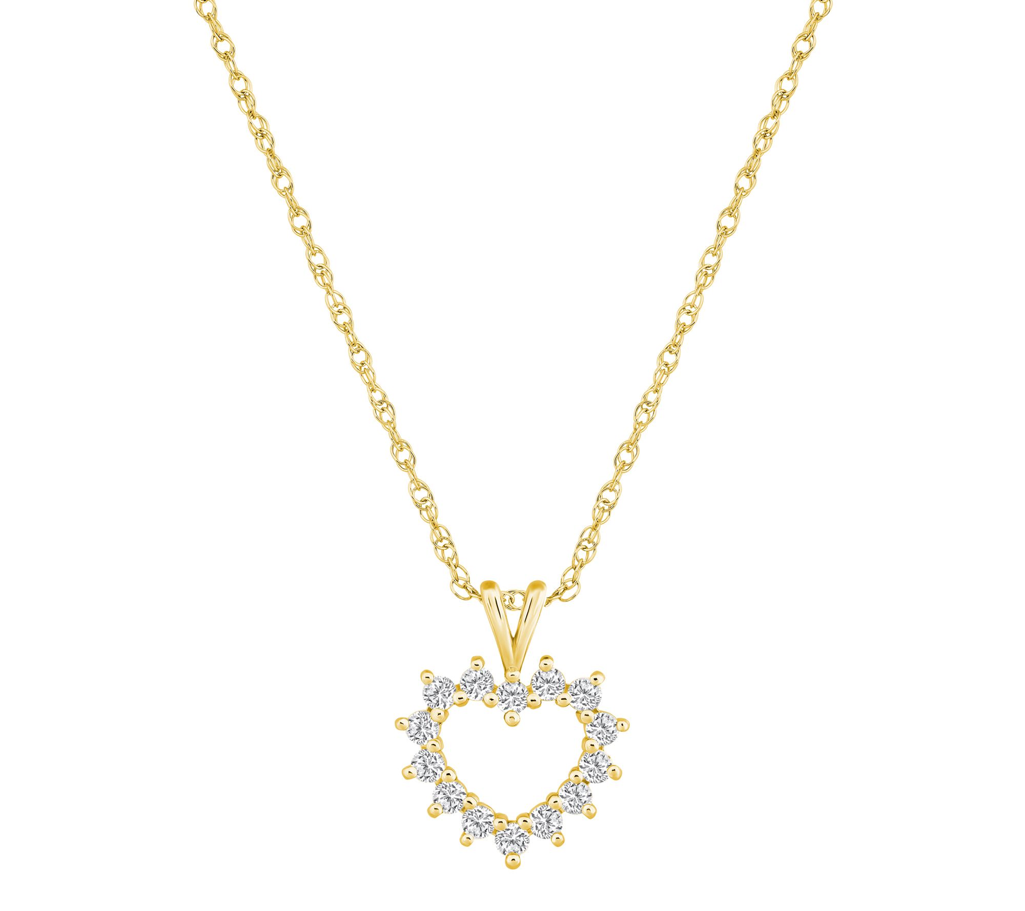 Affinity 0.25 cttw Diamond Heart Pendant w/ Cha in, 14K Gold