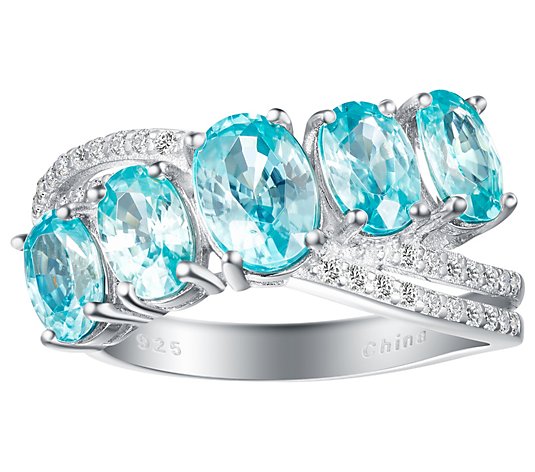 Sterling Silver 4.60 Blue & White Zircon Ring