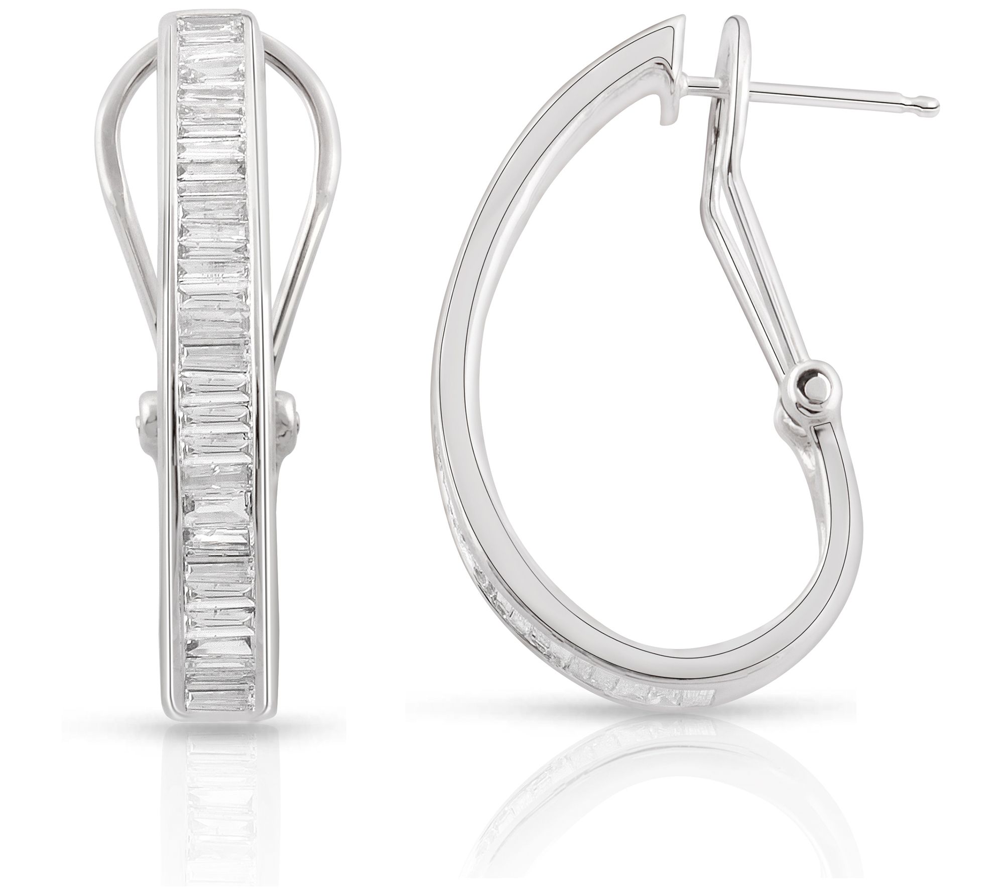 Affinty 1.00 cttw Baguette Hoop Earrings, 14K Gold