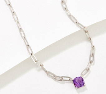 Affinity Gems Paperclip Cushion Cut Gemstone Necklace - J406079