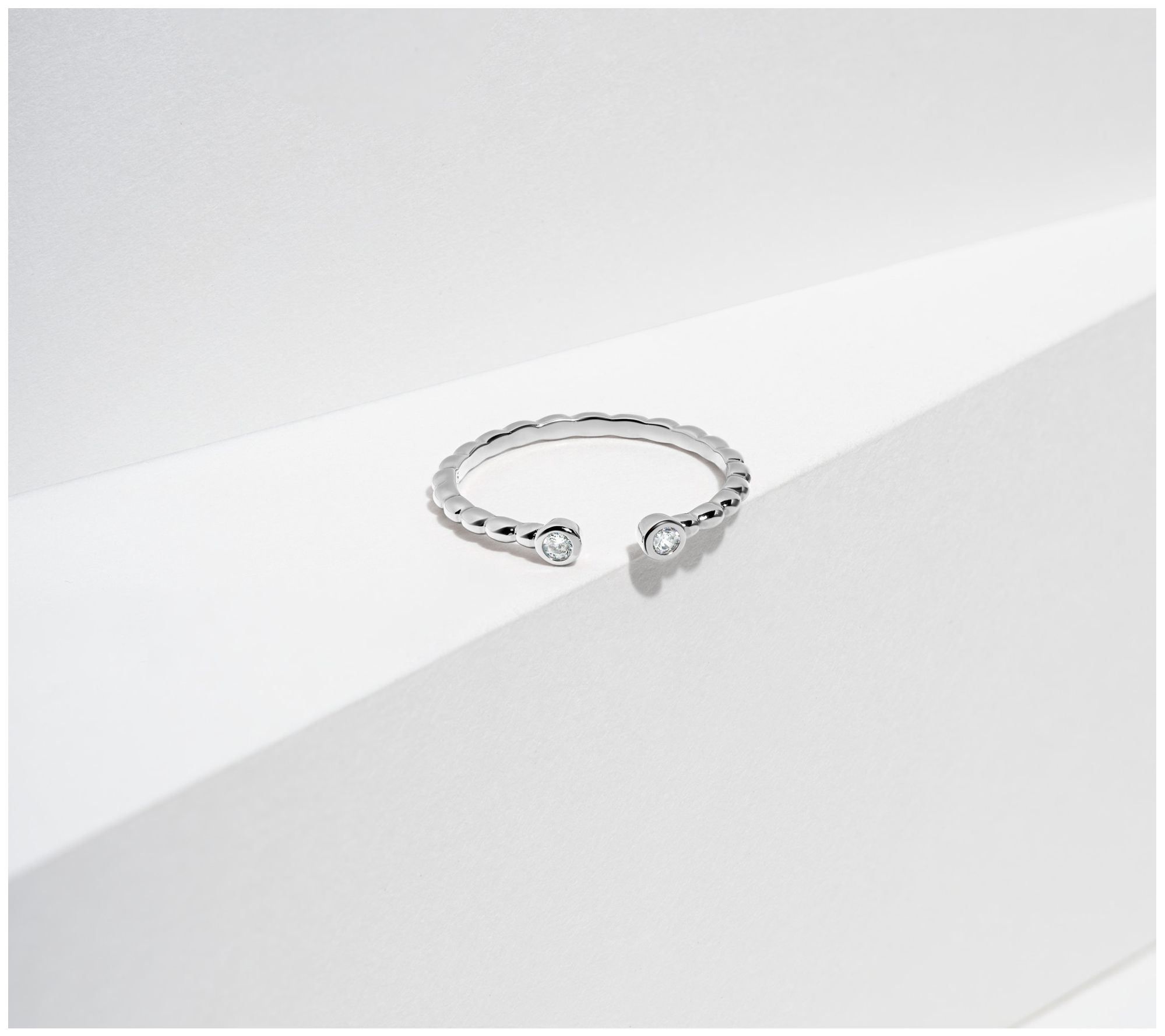 Diamonique 0.10 cttw Textured Ring, Sterling Silver