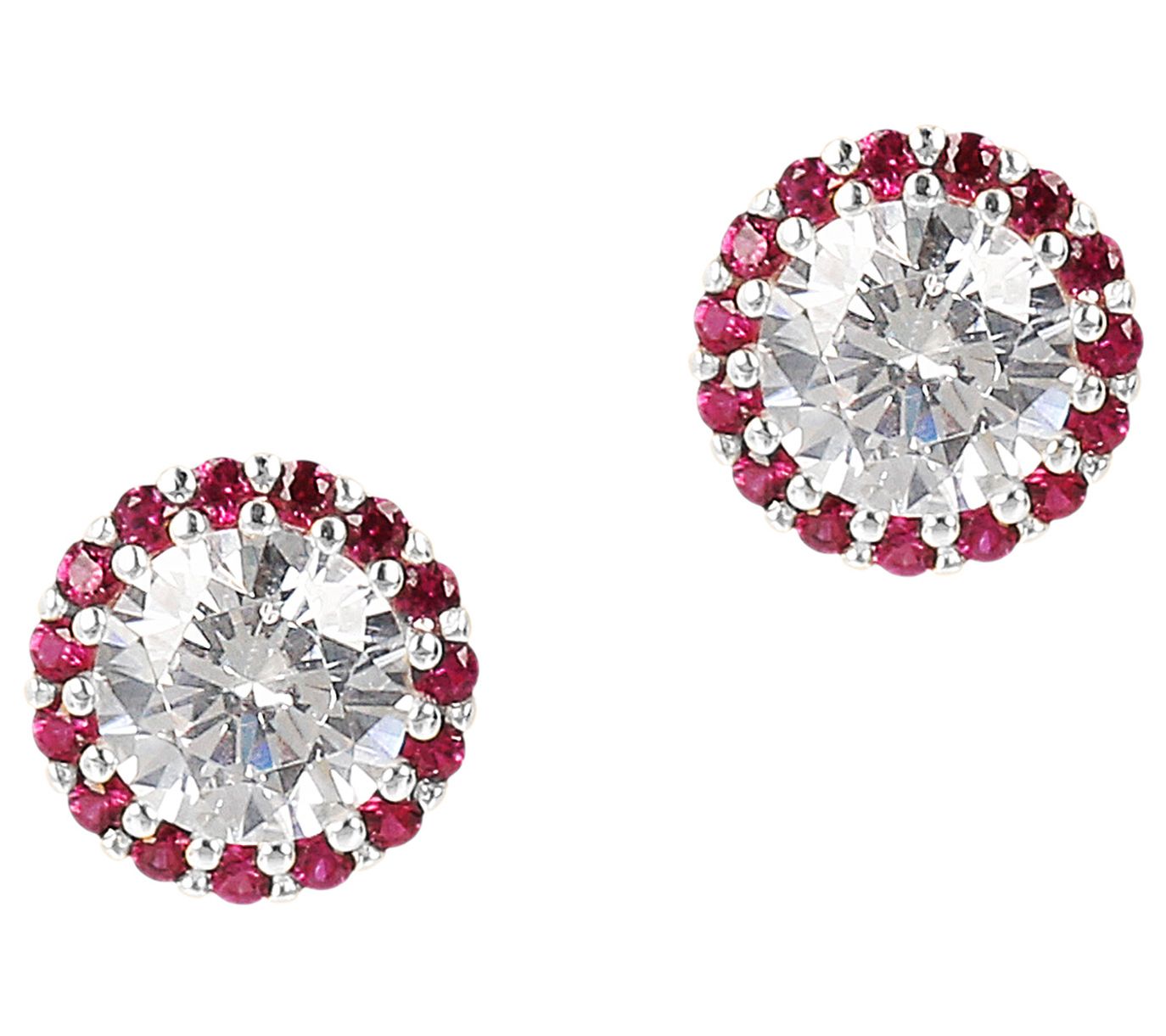 Diamonique 1.05 cttw Halo Stud Earrings, Sterling