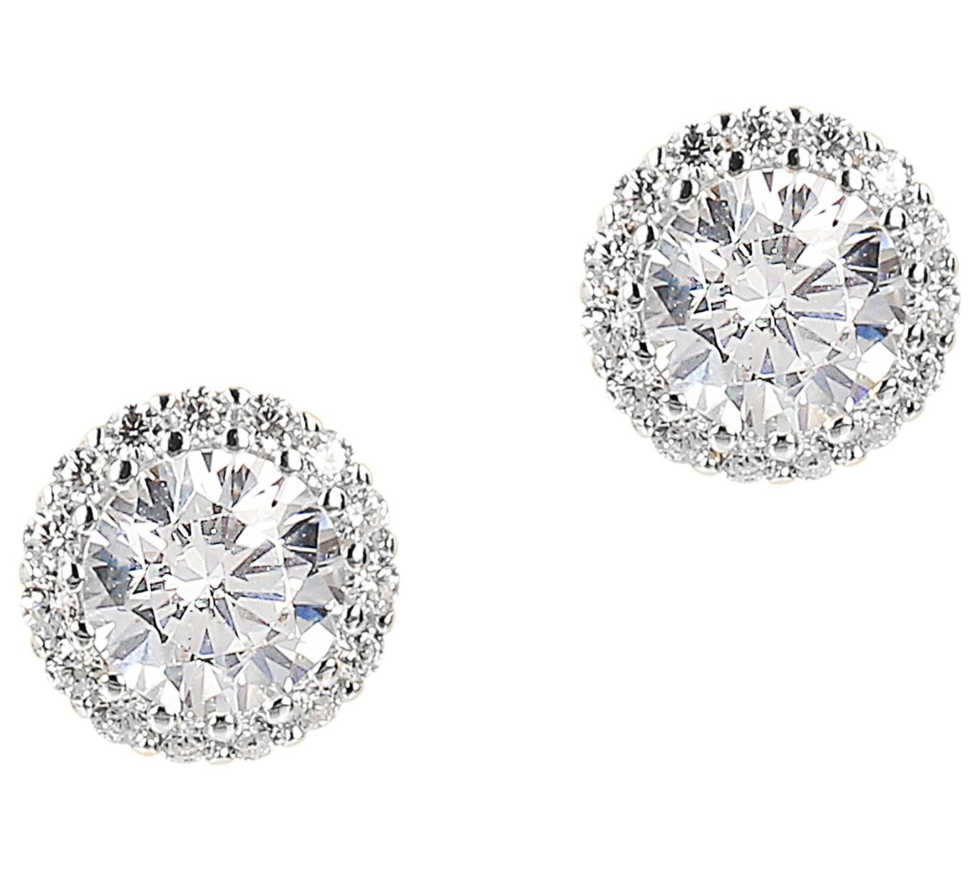 Diamonique 1.05 cttw Halo Stud Earrings, Sterling