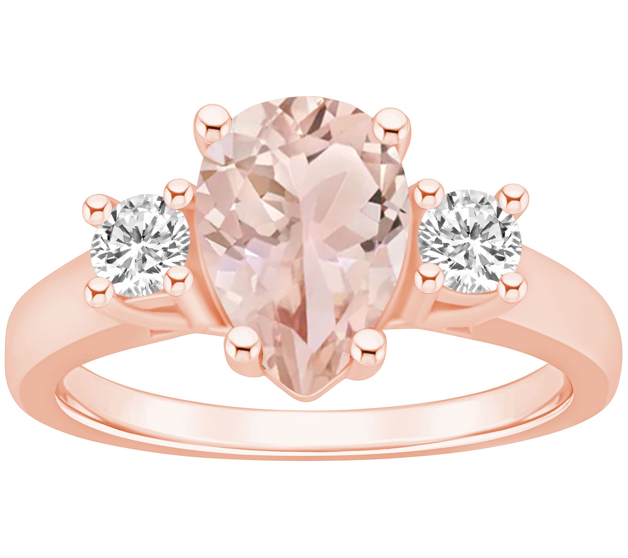 Affinity Gems Pear Morganite & Diamond Ring, 14K Gold