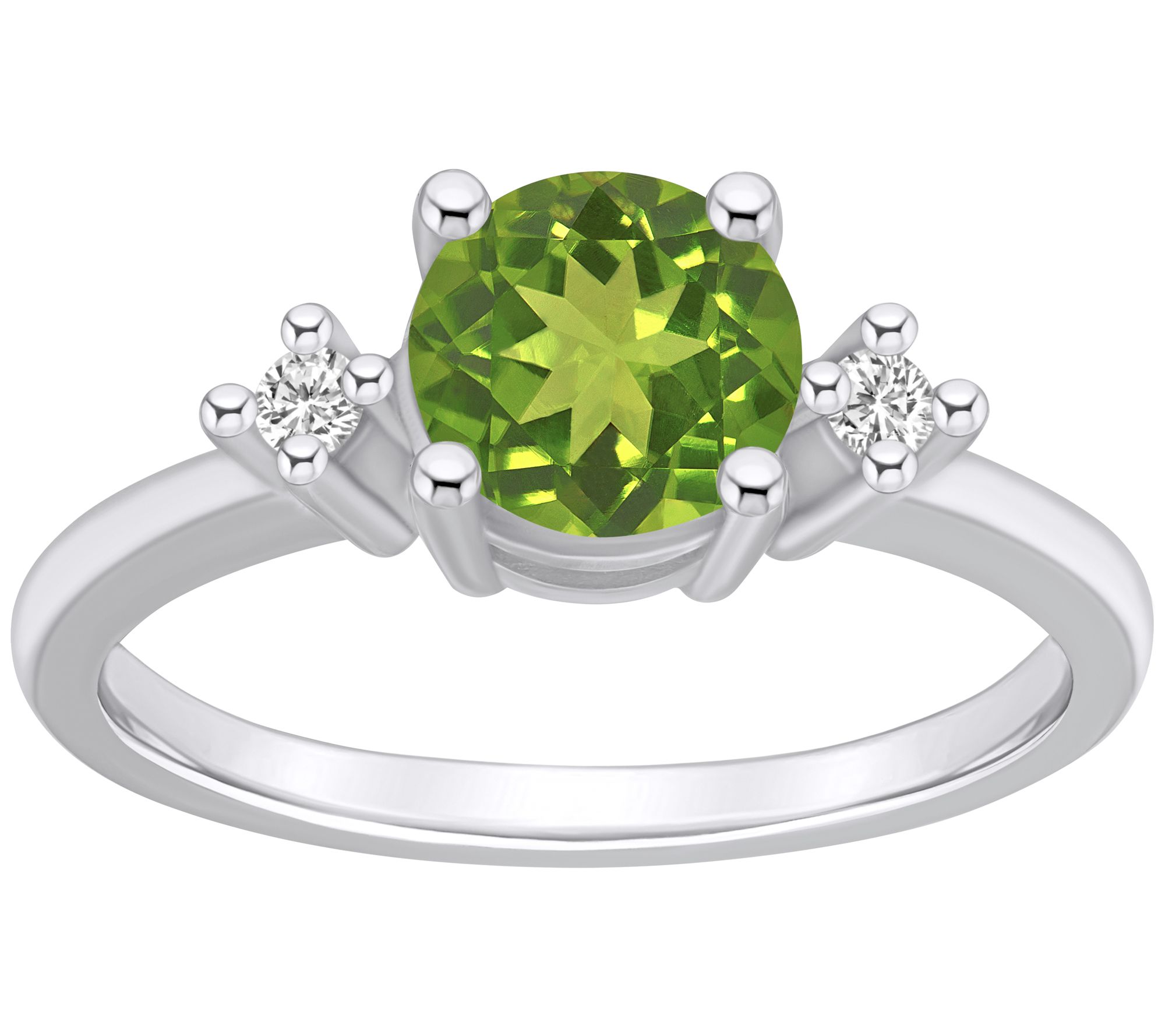 Affinity Gems Round Gemstone & Diamond Ring, 14K White Gold