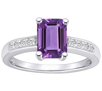 Affinity Gems Emerald Cut Gemstone & Diamond Ri ng, 14K