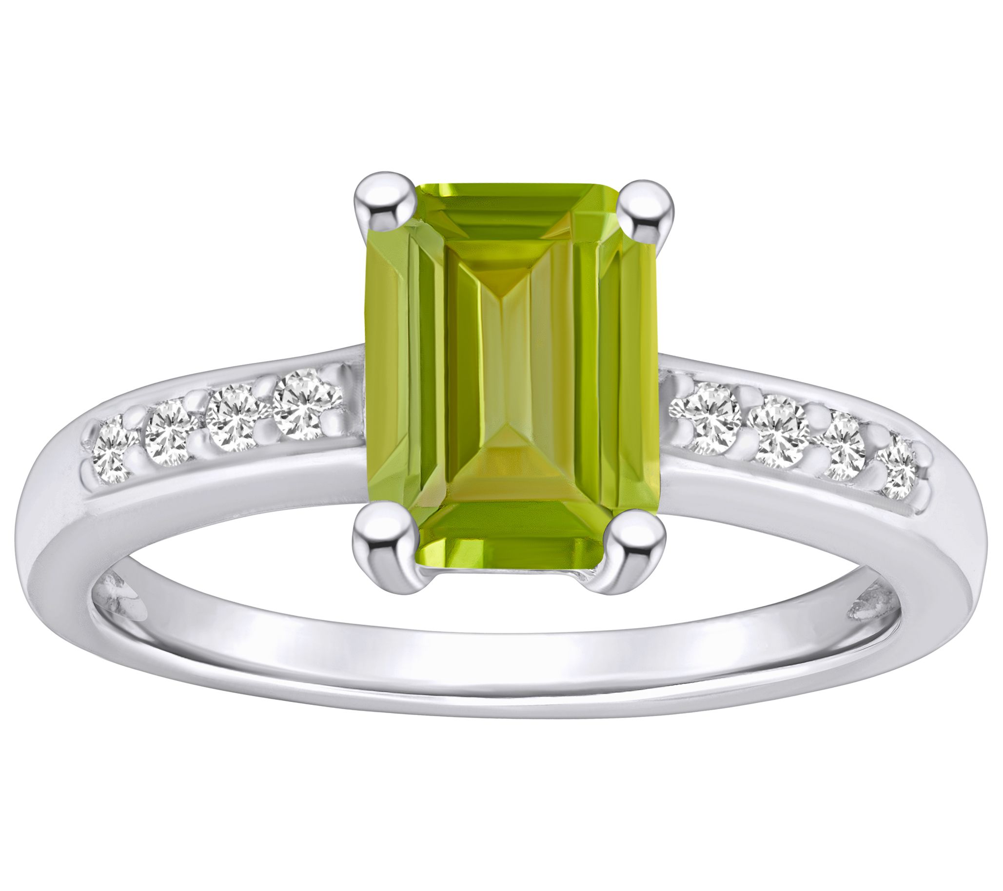 Affinity Gems Emerald Cut Gemstone & Diamond Ri ng, 14K