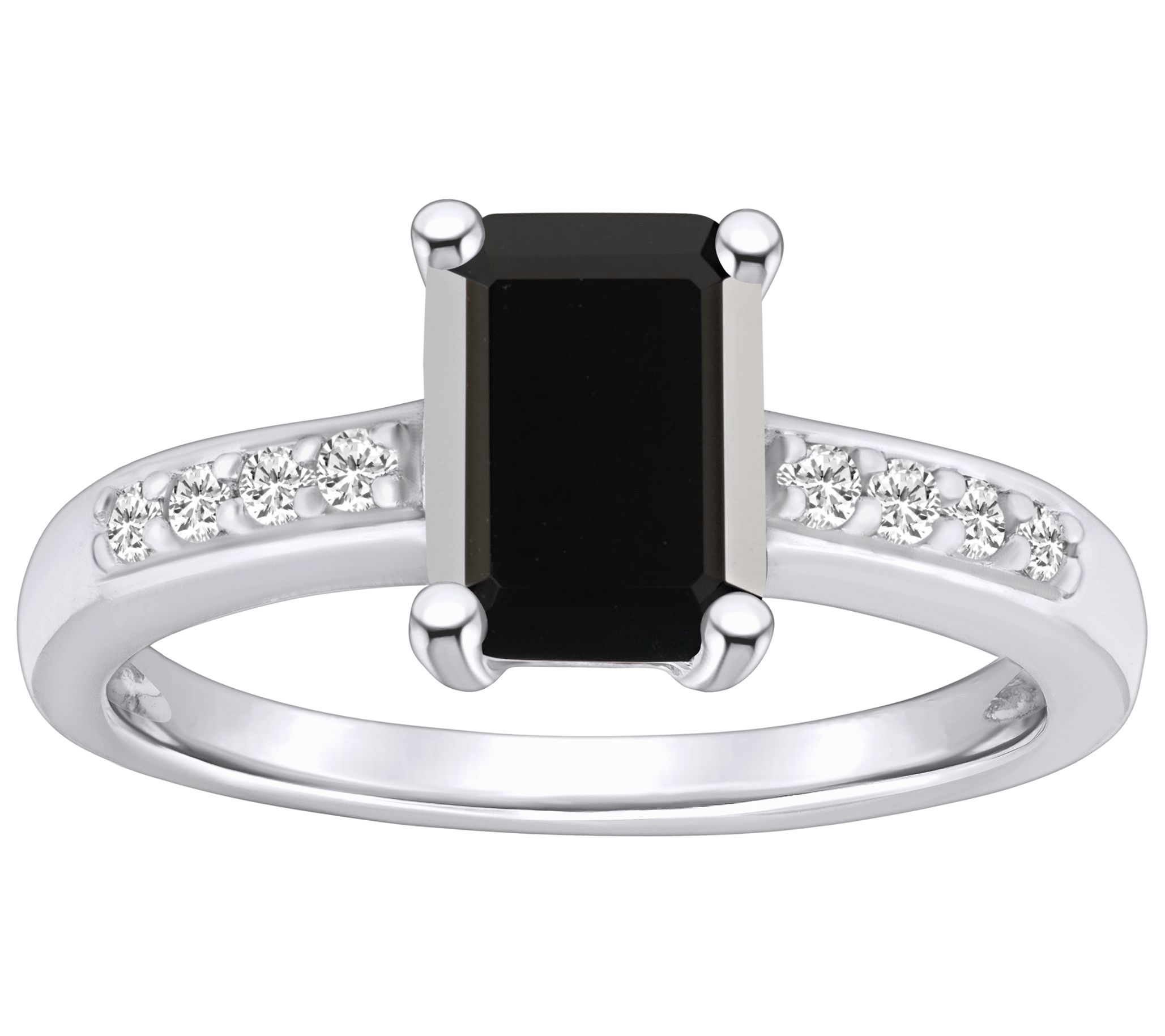 Affinity Gems Emerald Cut Gemstone & Diamond Ri ng, 14K