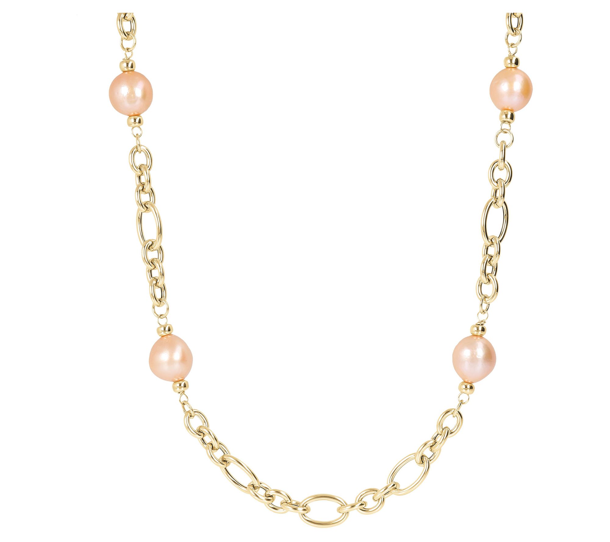 Alberto Milani Cultured Pearl Rolo Link Necklac e, 14K Gold