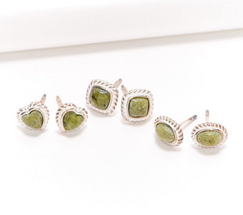 Connemara Marble Set of 3 Sterling Silver Earrings
