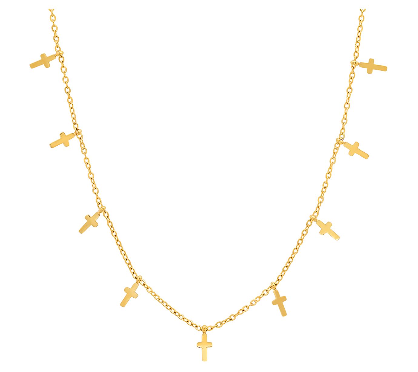 Steel by Design 18K Gold Plated Cross Dangle Necklace