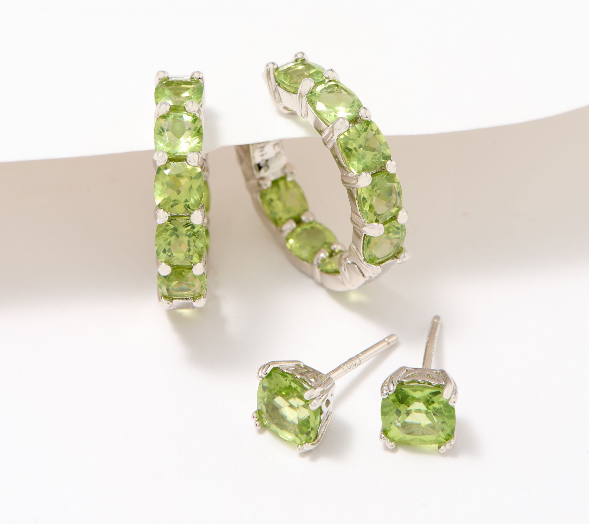 Affinity Gems Boxed Cushion Cut Stud & Hoop Earring Set, Sterling Silver