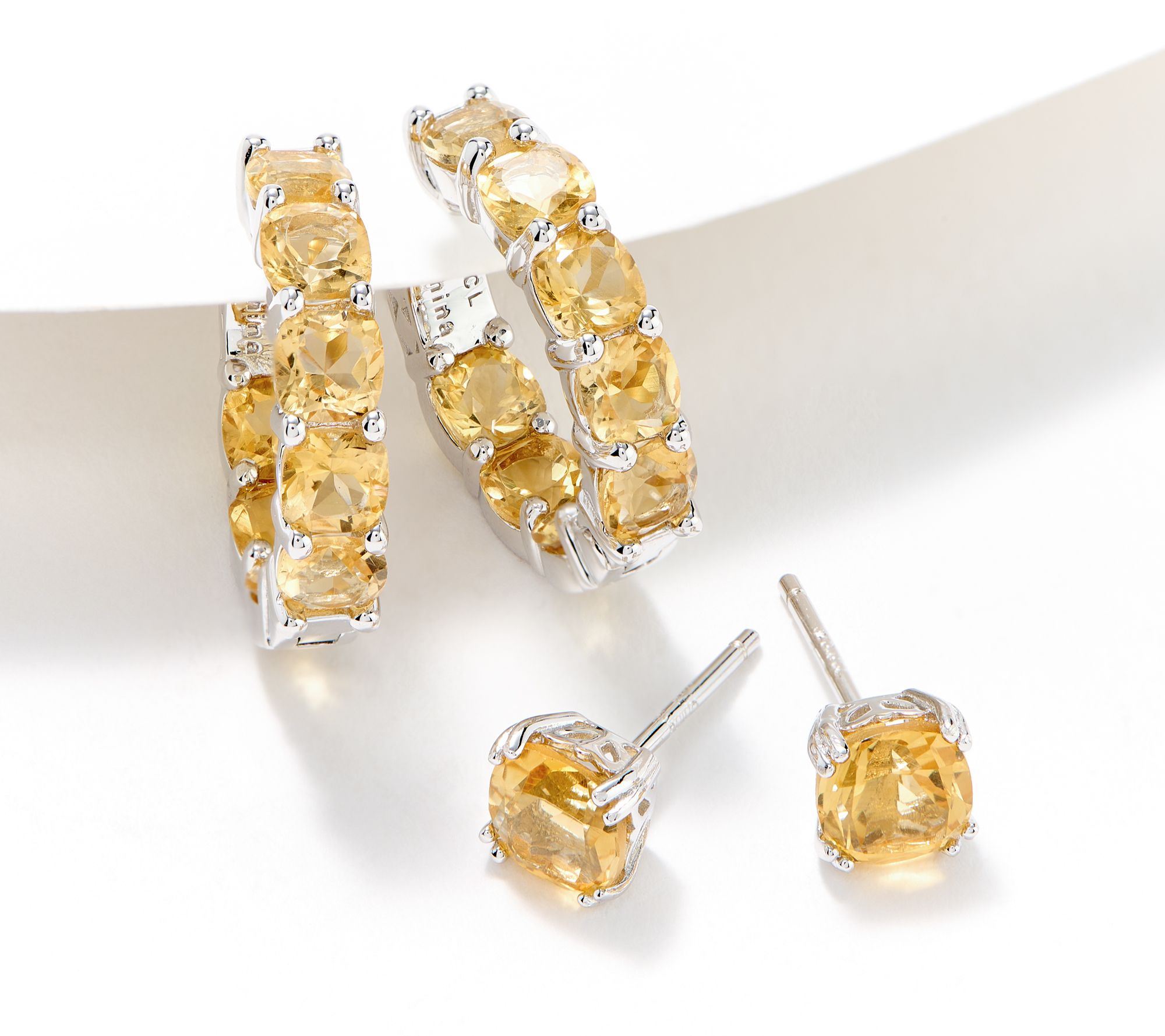 Affinity Gems Boxed Cushion Cut Stud & Hoop Earring Set, Sterling Silver