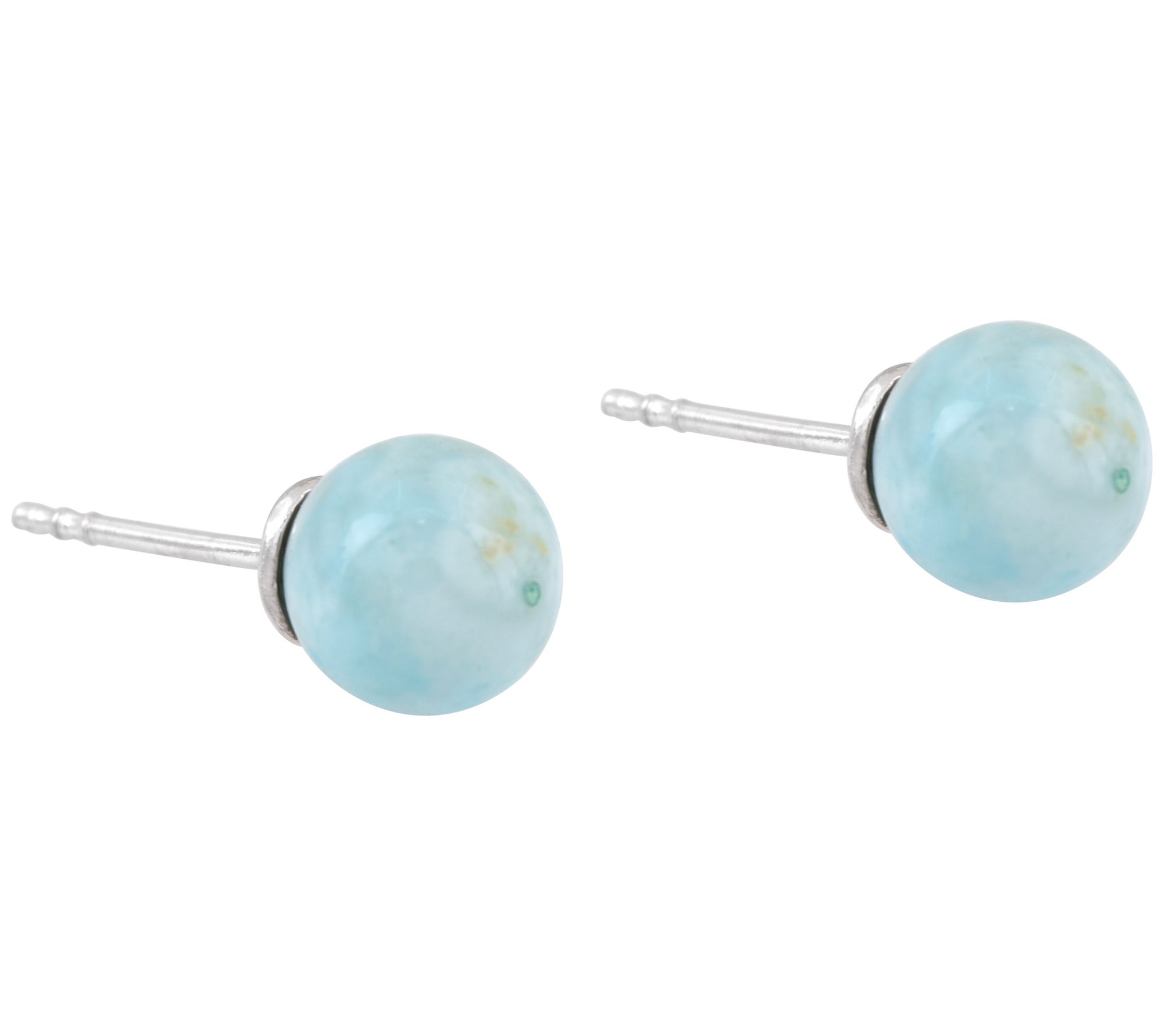 Sterling Silver Larimar Stud Earrings - QVC.com