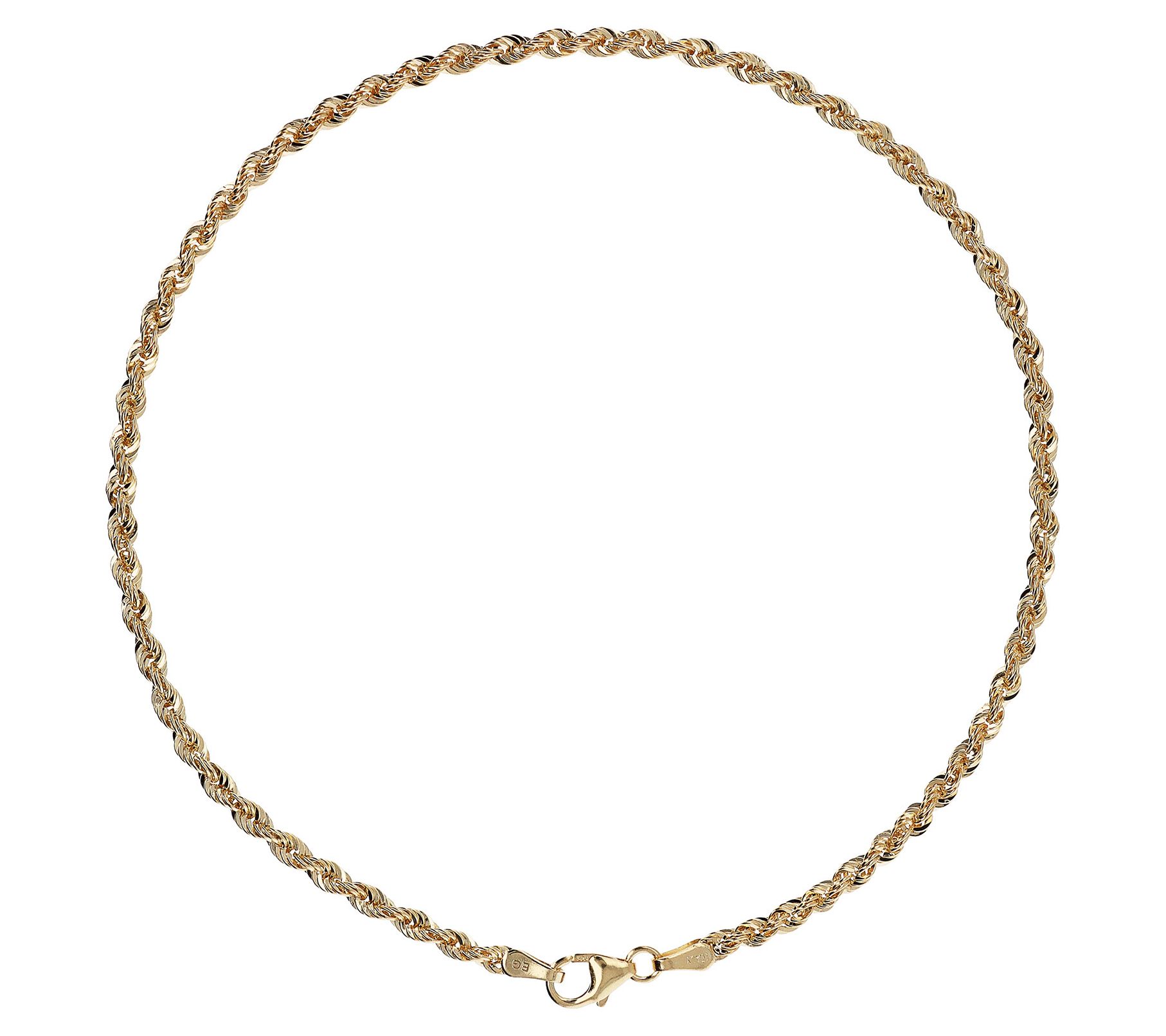 EternaGold 10" Rope Chain Anklet, 14K, 1.8g