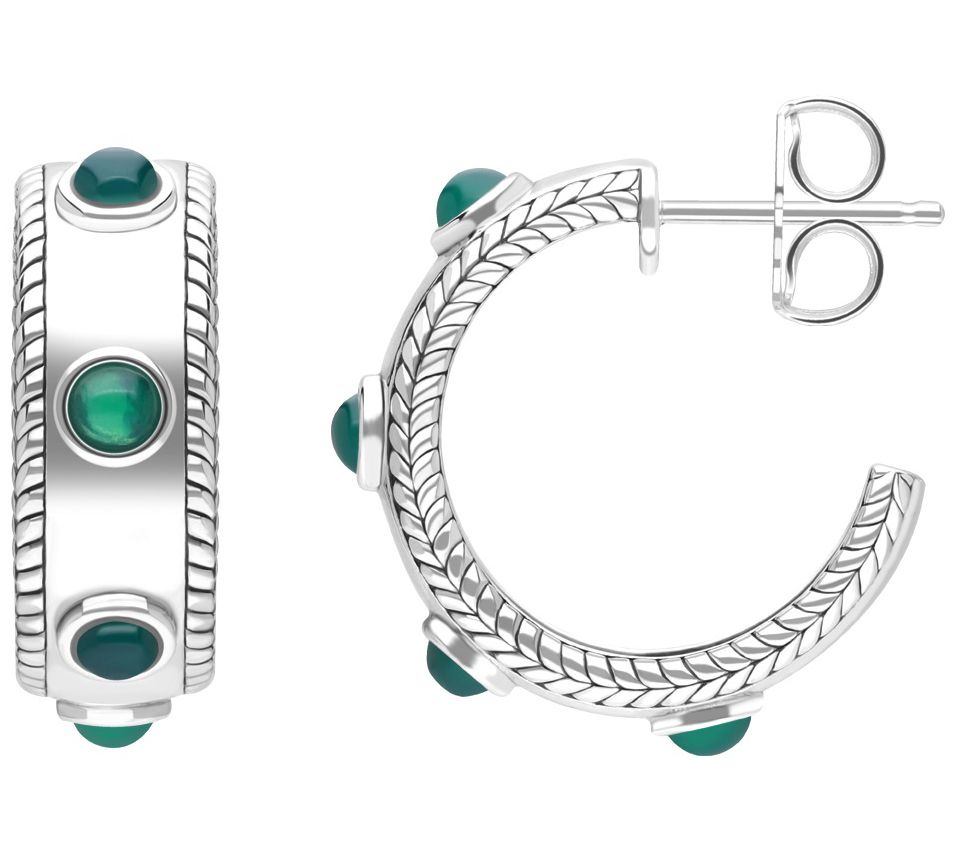 Tiffany Kay Studio Sterling Textured ChalcedonyHoop Earrings