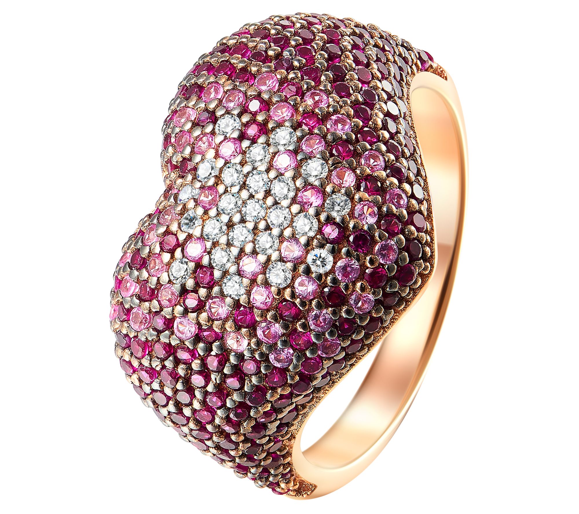 Diamonique 1.50 cttw Heart Ombre Ring, 14K Rose  Plated