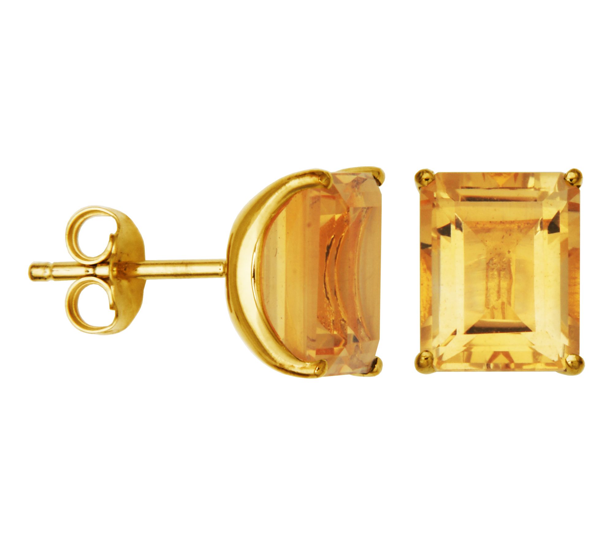 Affinity Gems Emerald Cut Gemstone Earrings, 18K Gold Plated