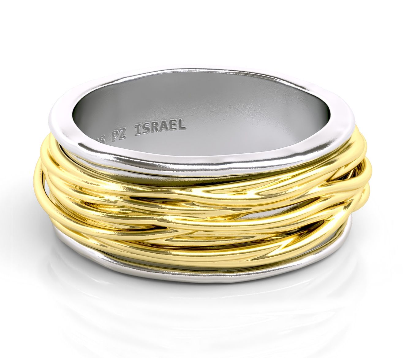 Or Paz  Sterling Silver Rope Design Spinner Ring